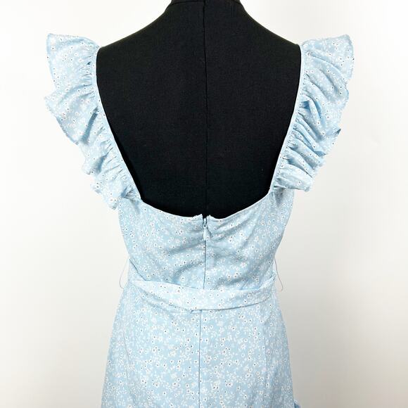 Likely Charlotte Light Blue Floral Mini Dress Ruffle Sundress Spring Womens Sz S - Picture 10 of 13